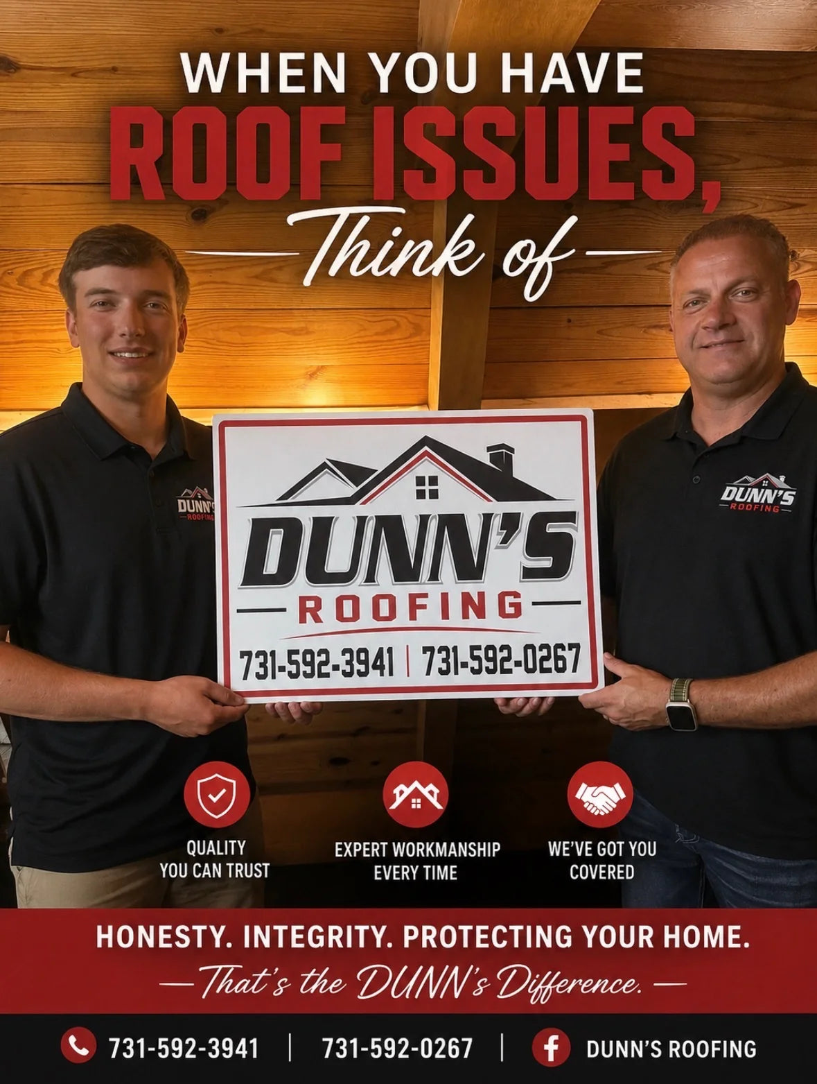 Maddox Dunn and his father Matt Dunn of Dunn's Roofing